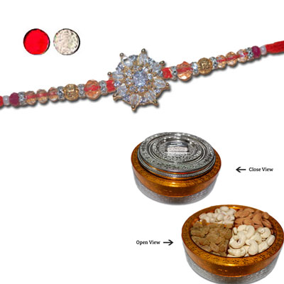 "RAKHIS -AD 4300 A (Single Rakhi), Millionaire Dry Fruit Box - Code DFB9000 - Click here to View more details about this Product